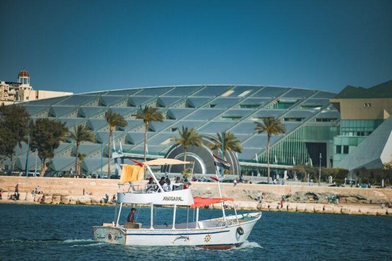 Bibliotheca Alexandrina and the Corniche waterfront in Alexandria, Egypt