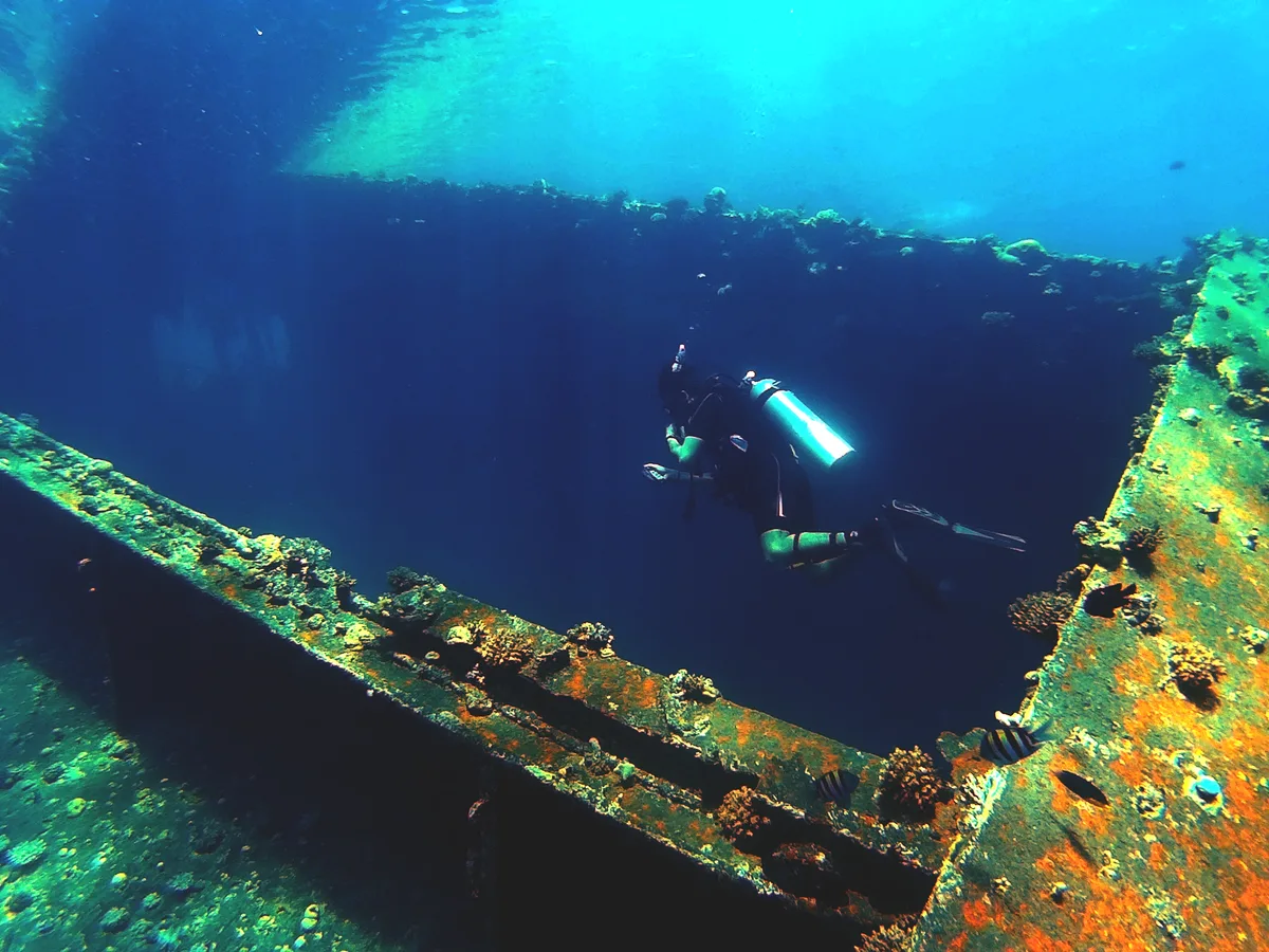 Diving in Hurghada - scuba diver exploring the Red Sea