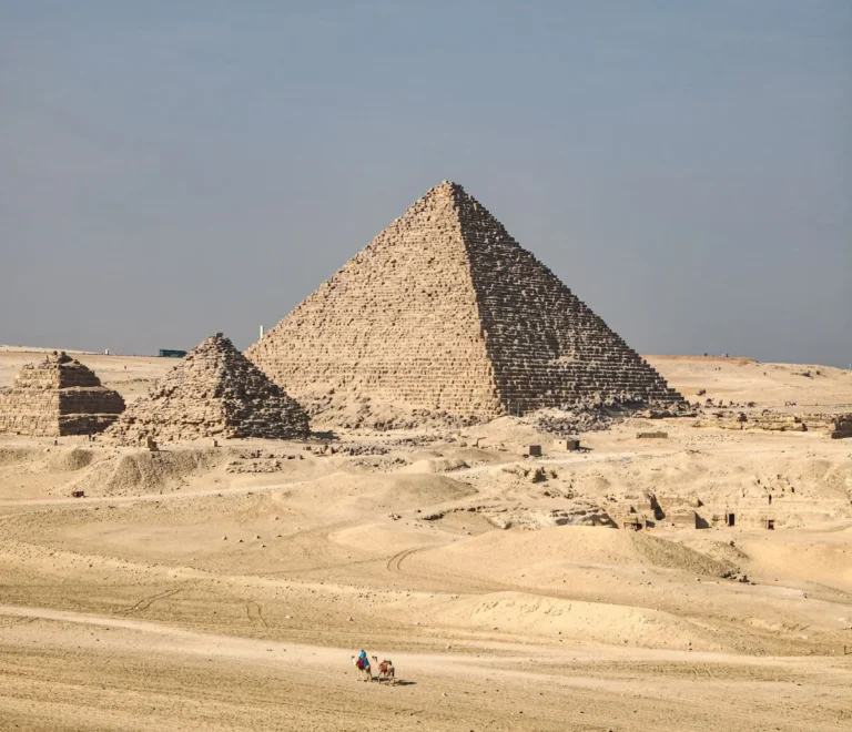 Egypt in December - pyramids under clear winter sky