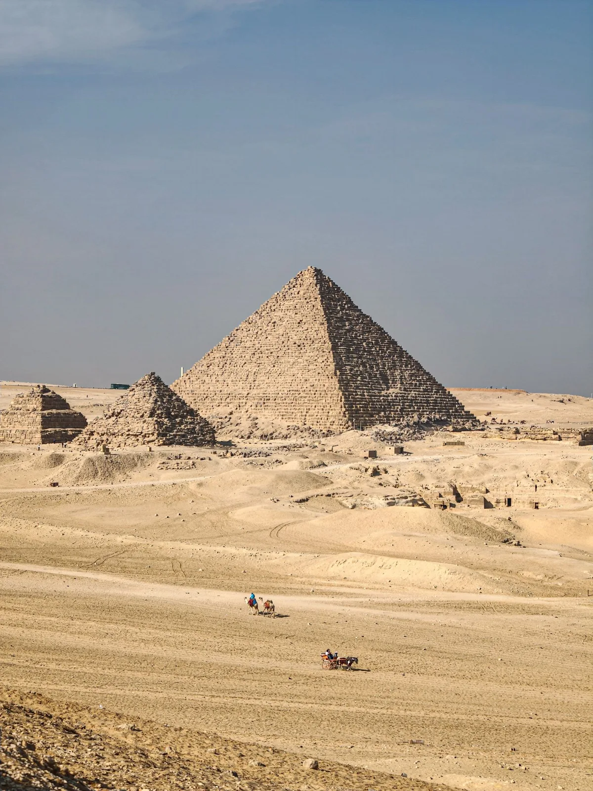 Egypt in December - pyramids under clear winter sky