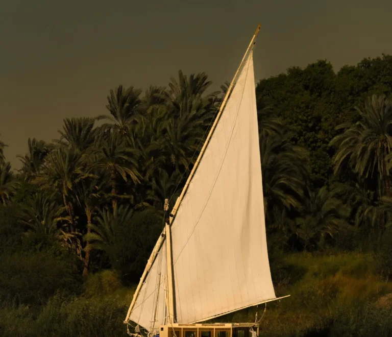 Felucca ride Aswan white sail on the Nile