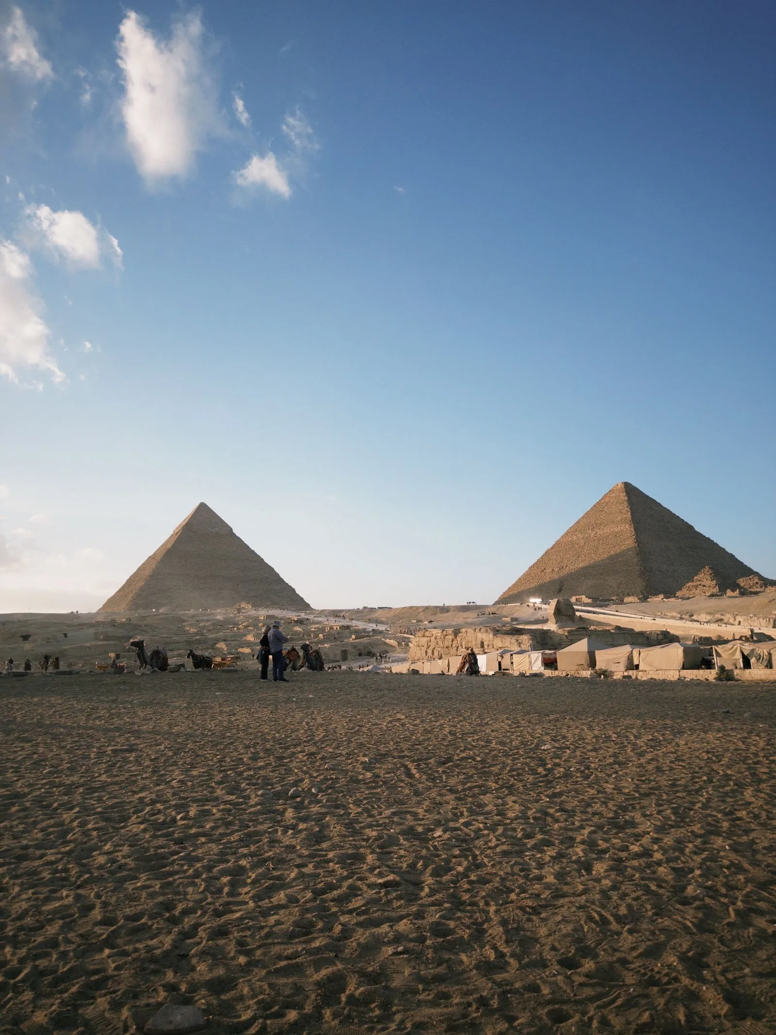 The Pyramids of Giza at dusk on a Hurghada to Cairo day tour
