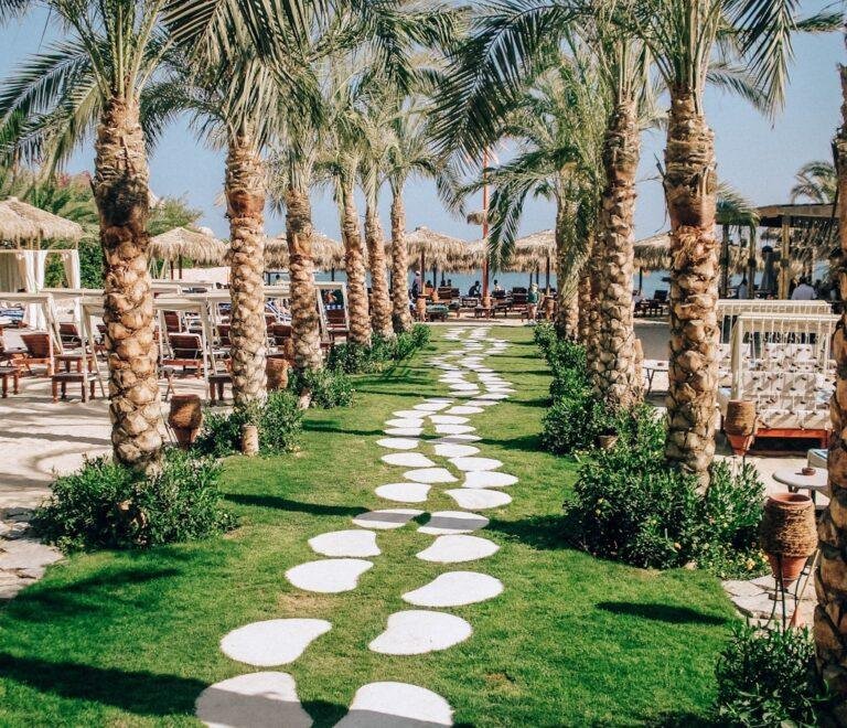 Red Sea resort beach in Hurghada, Egypt