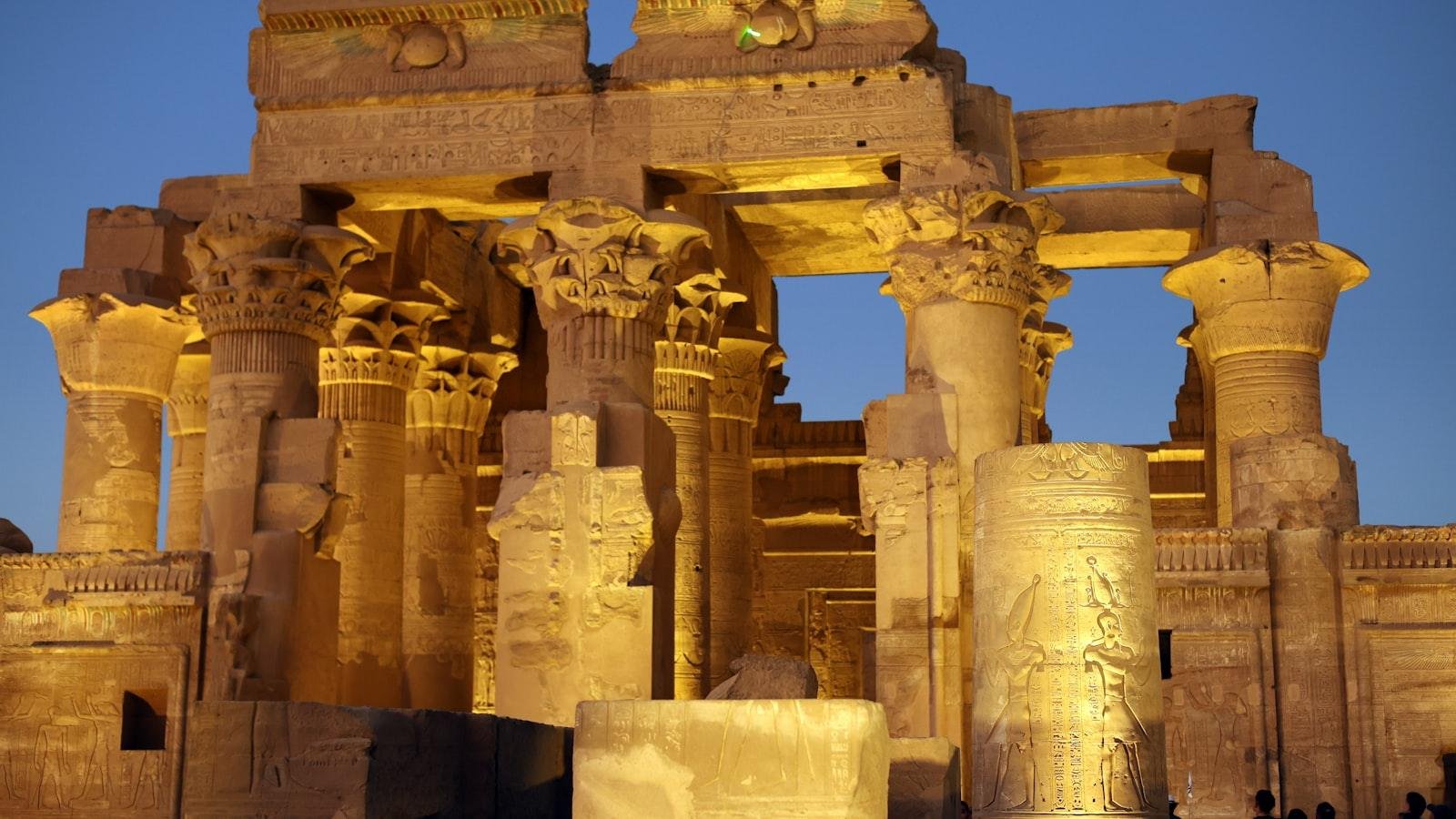 Kom Ombo double temple columns on the riverbank