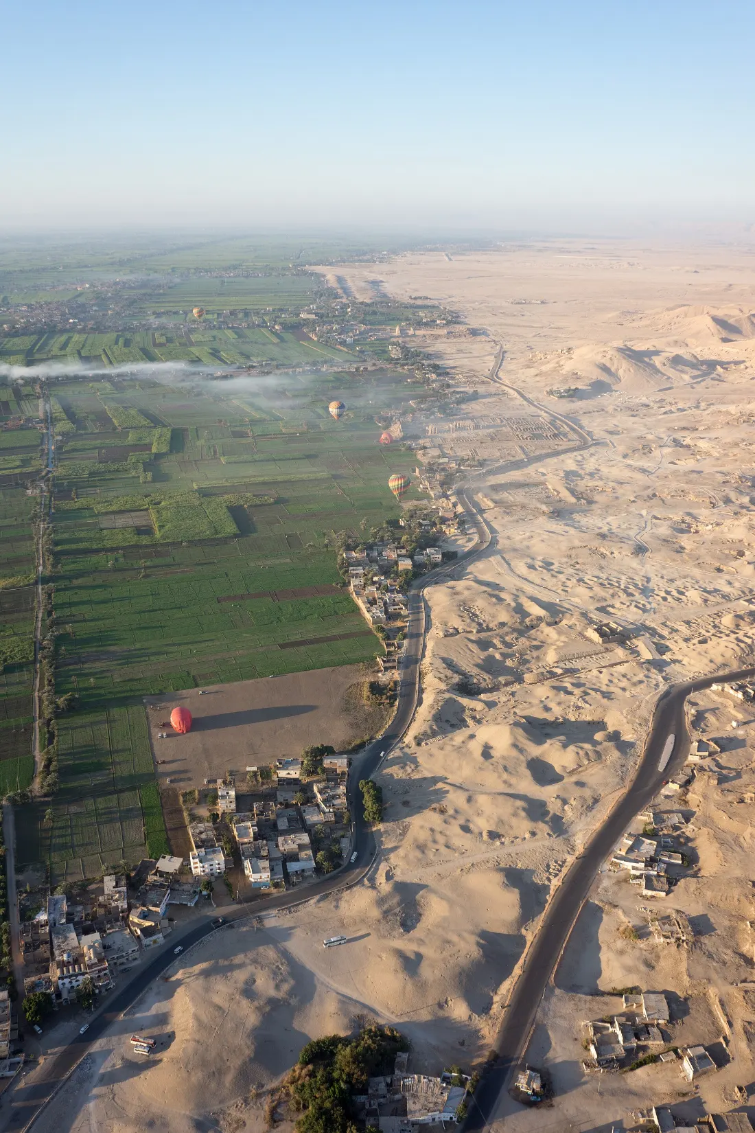 Aerial view of the Nile valley from a Luxor balloon