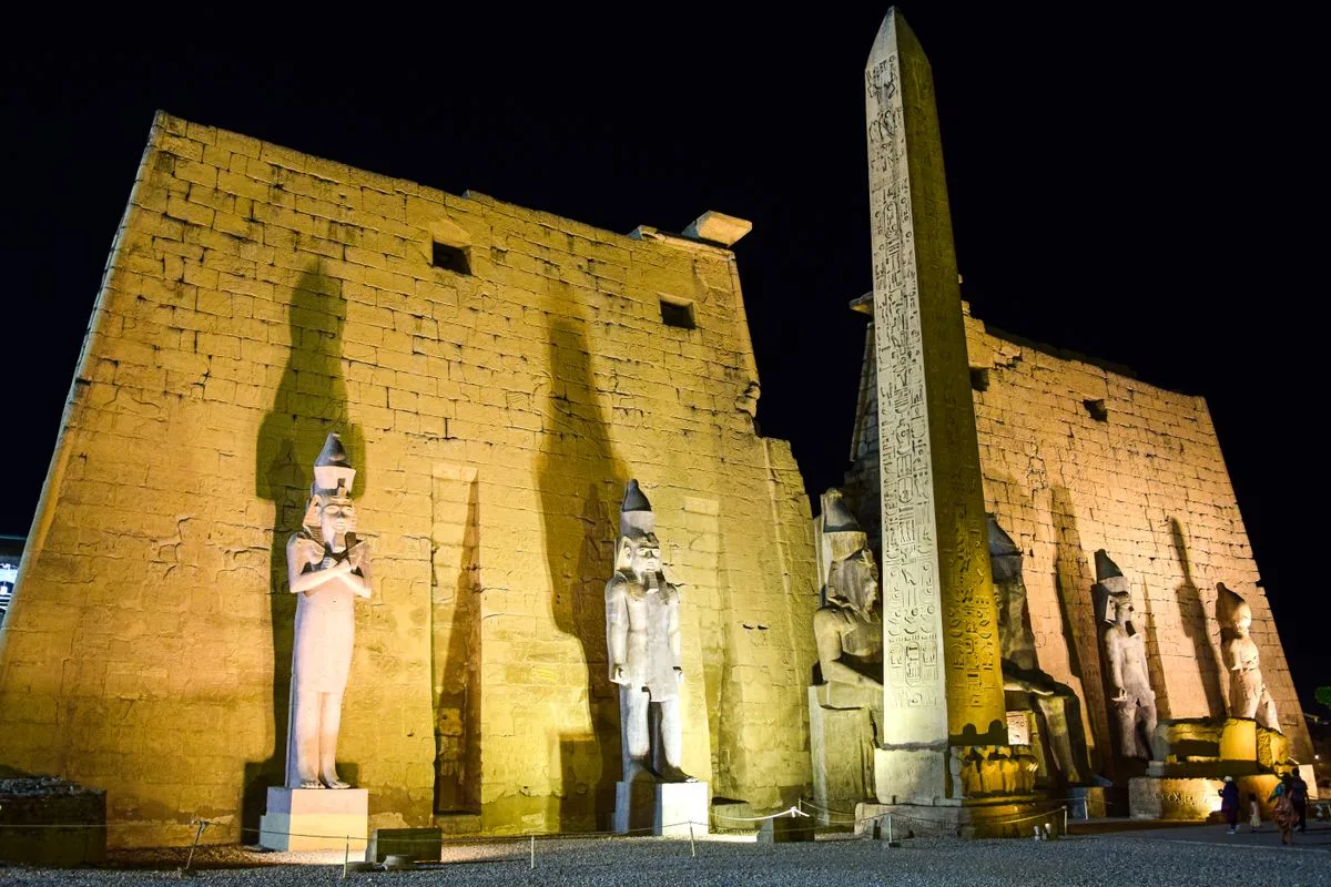 Luxor Temple - lit columns after dark