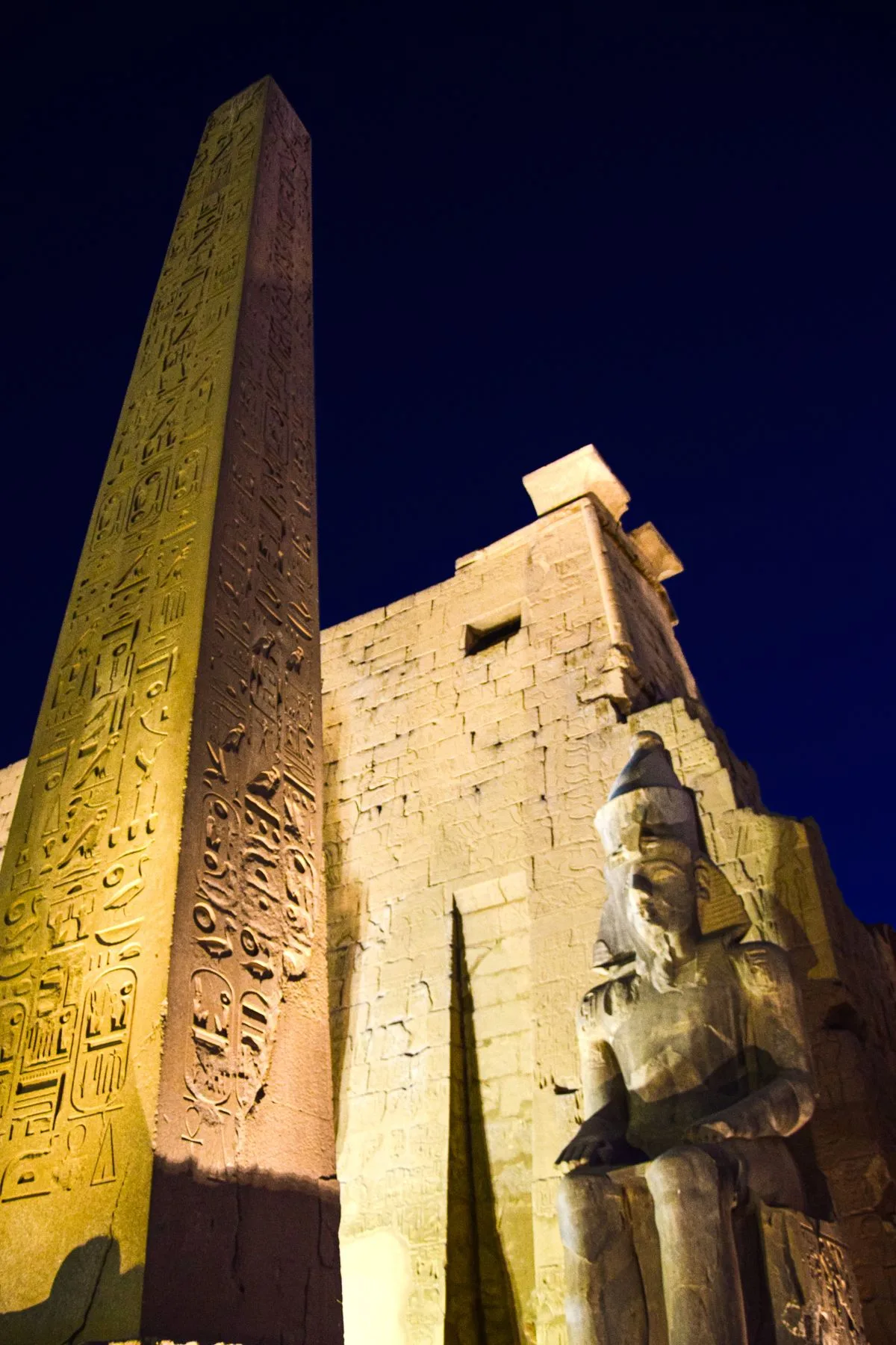 Luxor Temple - illuminated avenue at night