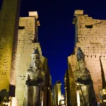 Illuminated Egyptian temple at night, one of the things to do in Hurghada at night