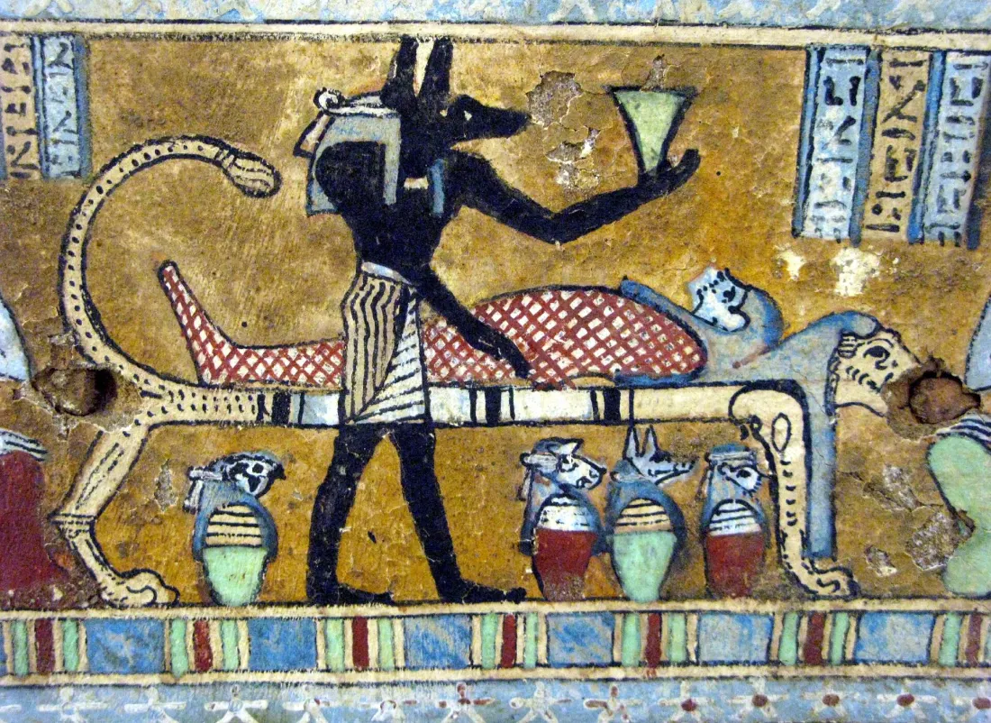 Anubis attending a mummy — Egyptian mummification facts
