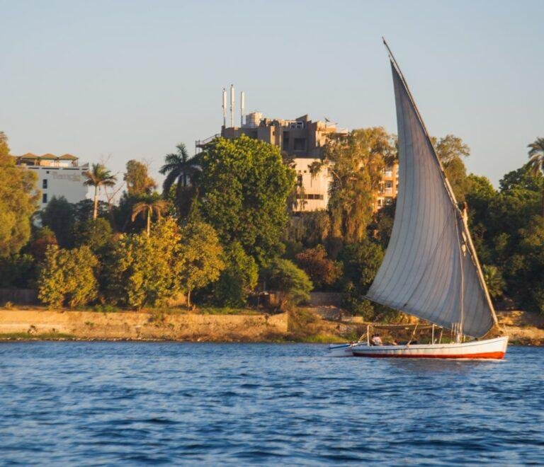 Nile River landscape between Cairo and Aswan, Egypt