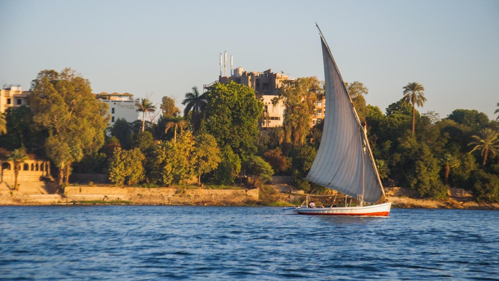Nile River landscape between Cairo and Aswan, Egypt