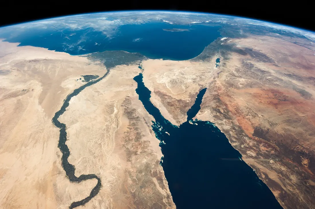 Map view of the Nile River Valley through Egypt