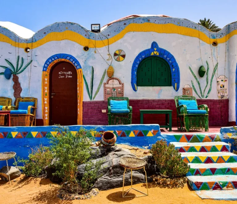 Nubian village Aswan colorful houses