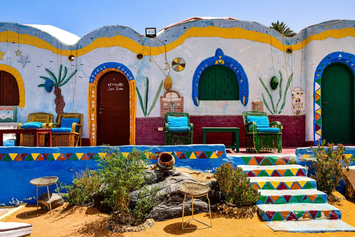 Nubian village Aswan colorful houses
