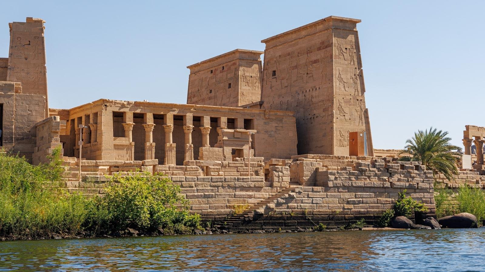 Philae Temple island view in Aswan, Egypt