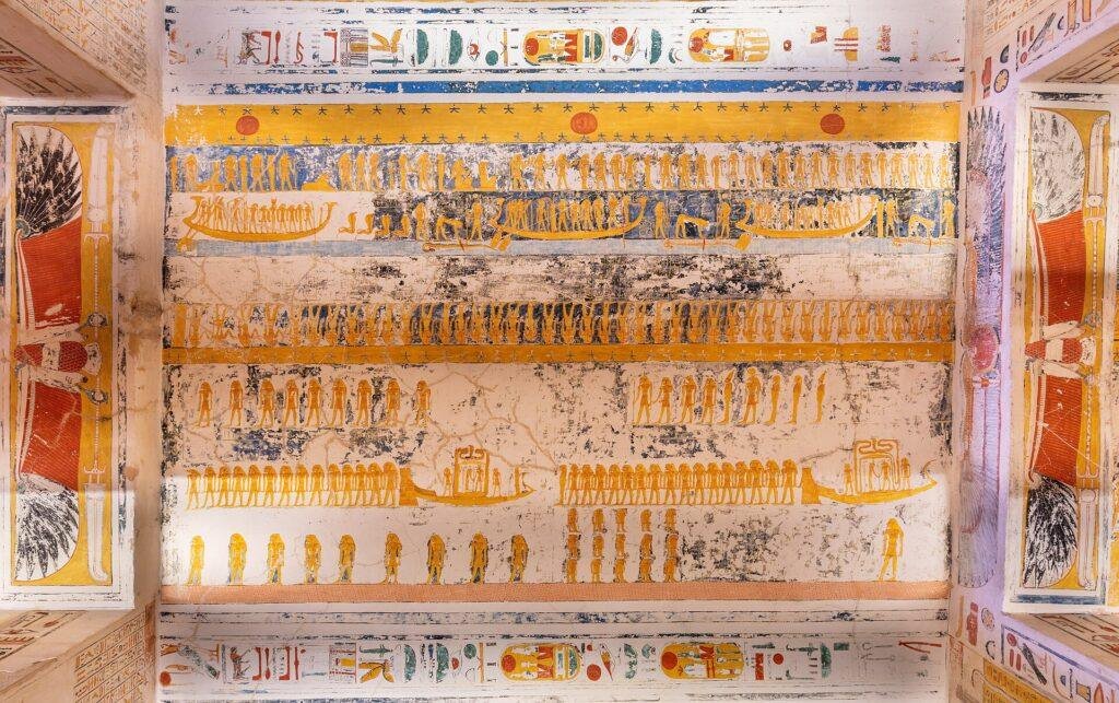 Painted royal tomb interior seen on the Valley of the Kings tour