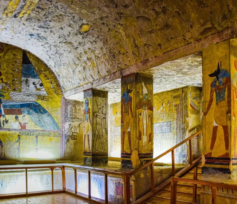 Painted royal tomb chamber in the Valley of the Kings, Luxor West Bank