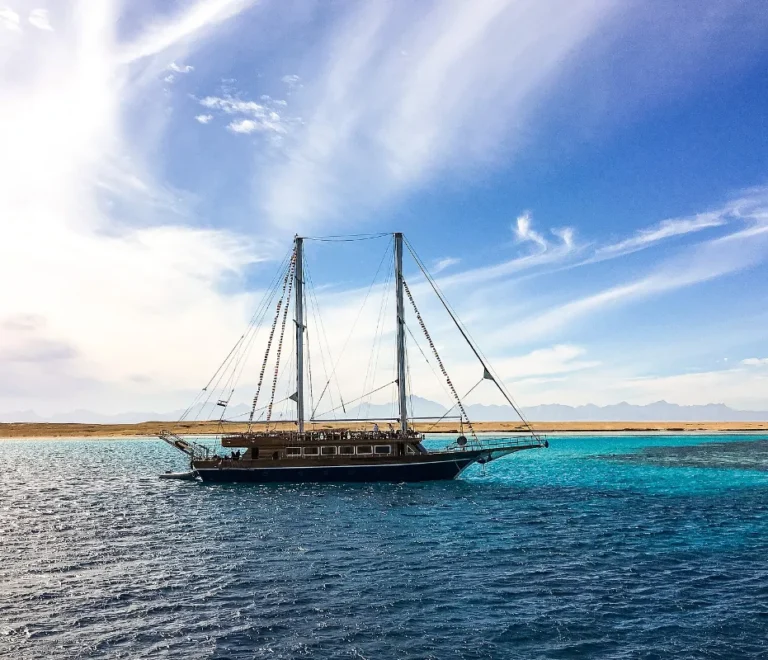 Sailing boat off Giftun Island, a classic stop on boat trips Hurghada offers
