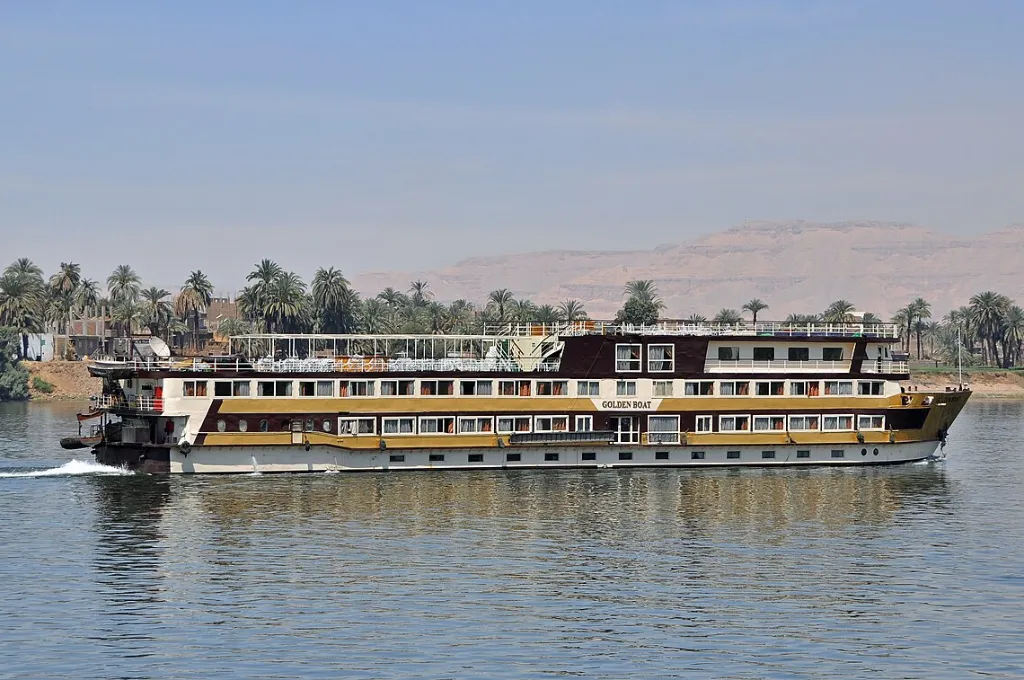 Nile cruise ship sailing near Luxor, ready for Christmas Eve on a Nile cruise
