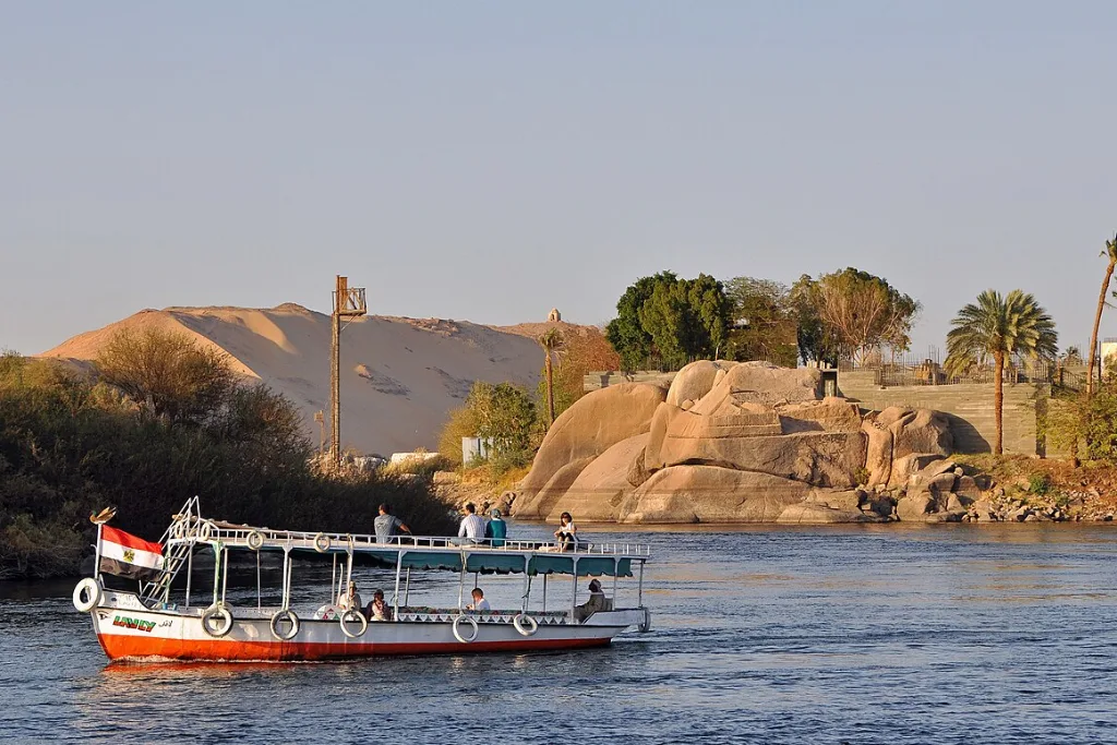 Nile boat at Aswan during Christmas trips for families