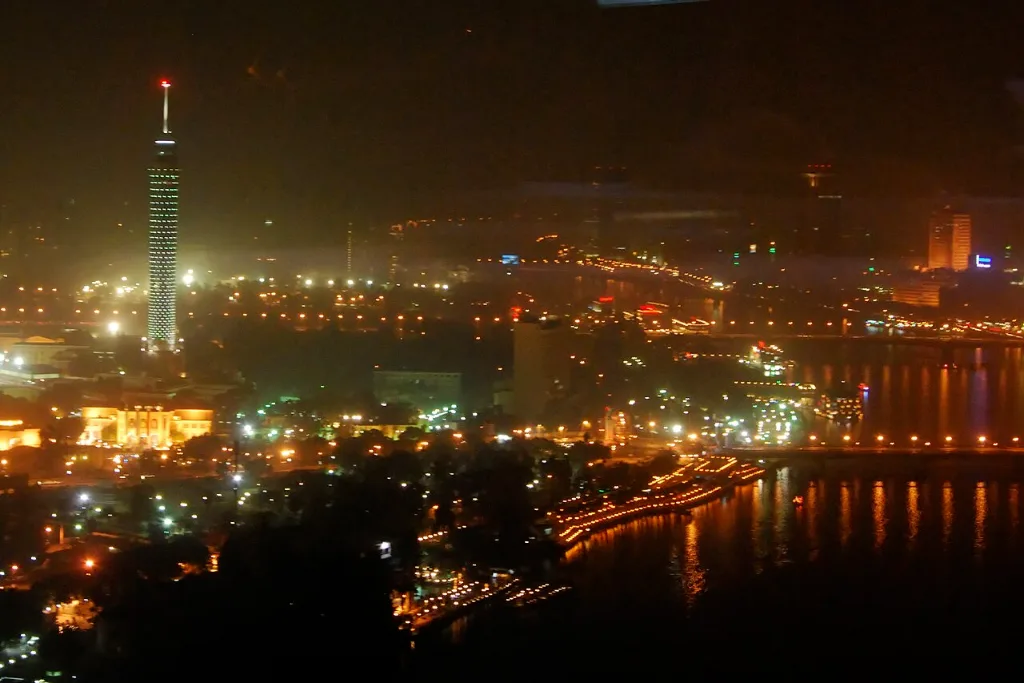 Does Egypt celebrate Christmas with lights? Cairo Tower glowing at night says yes