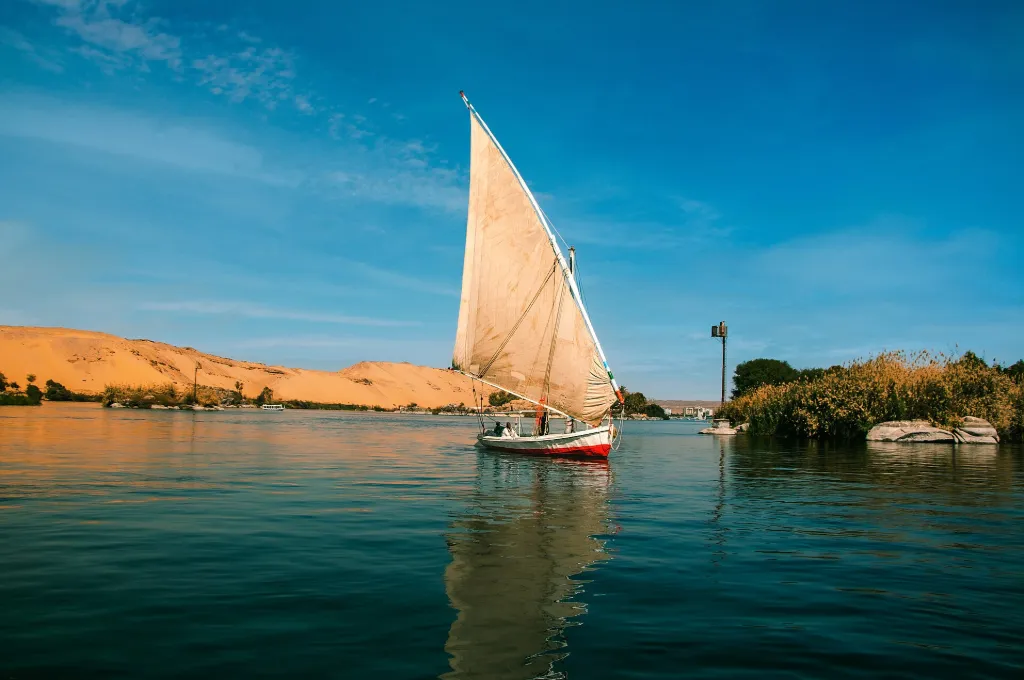 Sailing boat on the Nile near Aswan, a calm finish to an Egypt New Year tour