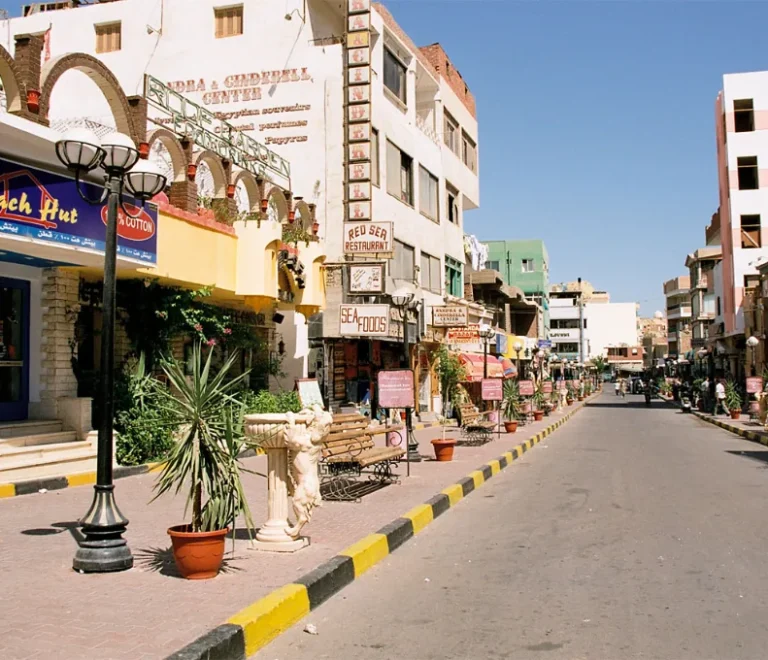 Bazaar Street in El Dahar Hurghada, lined with shops in the old town
