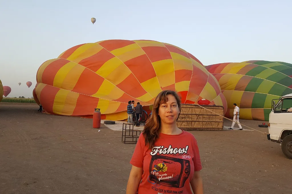 Luxor balloon above farmland, an alternative to a Turkish hot air balloon