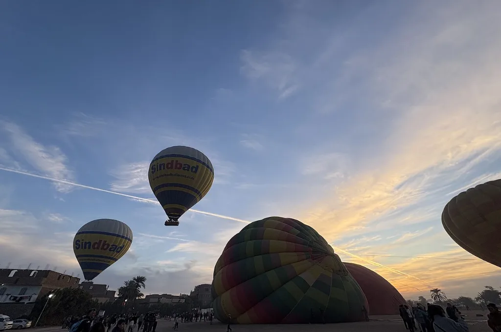 Balloons gathering before a hot air balloon Luxor flight