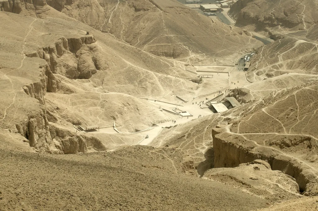 Aerial view of the Valley of the Kings, the first stop on day one of Luxor in two days