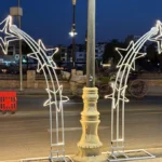 Romantic Christmas getaways in Egypt: festive star lights on the Luxor Nile Corniche at dusk