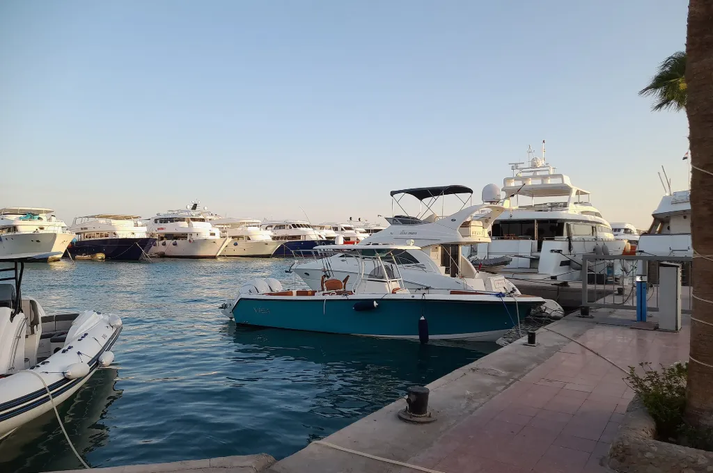 Yachts in Hurghada Marina on the Red Sea, a warm option for New Year in Egypt