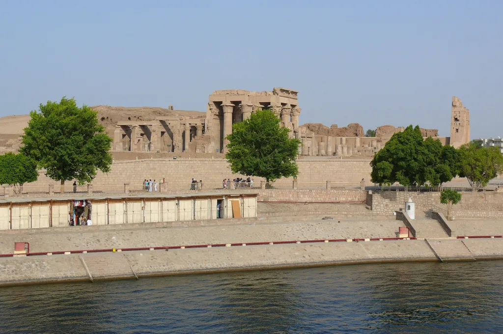 Kom Ombo Temple on the riverbank, a stop on a New Year Nile cruise