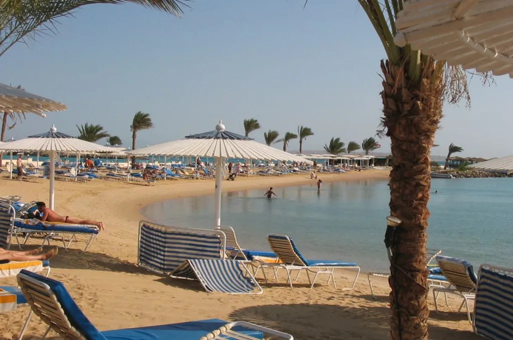 Hurghada resort beach on the Red Sea, an easy base for a New Year's family vacation