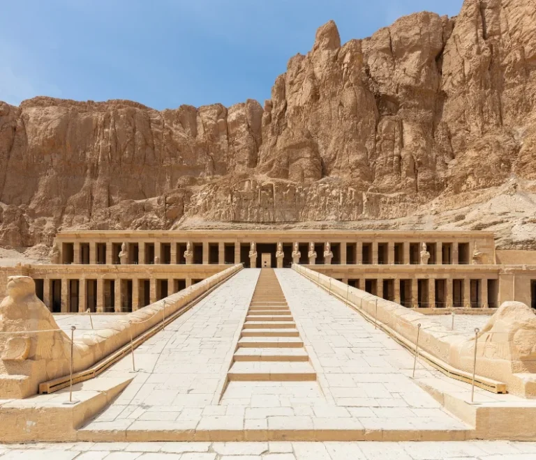 Terraced Hatshepsut Temple at Deir el-Bahari, a morning stop on a perfect one day in Luxor