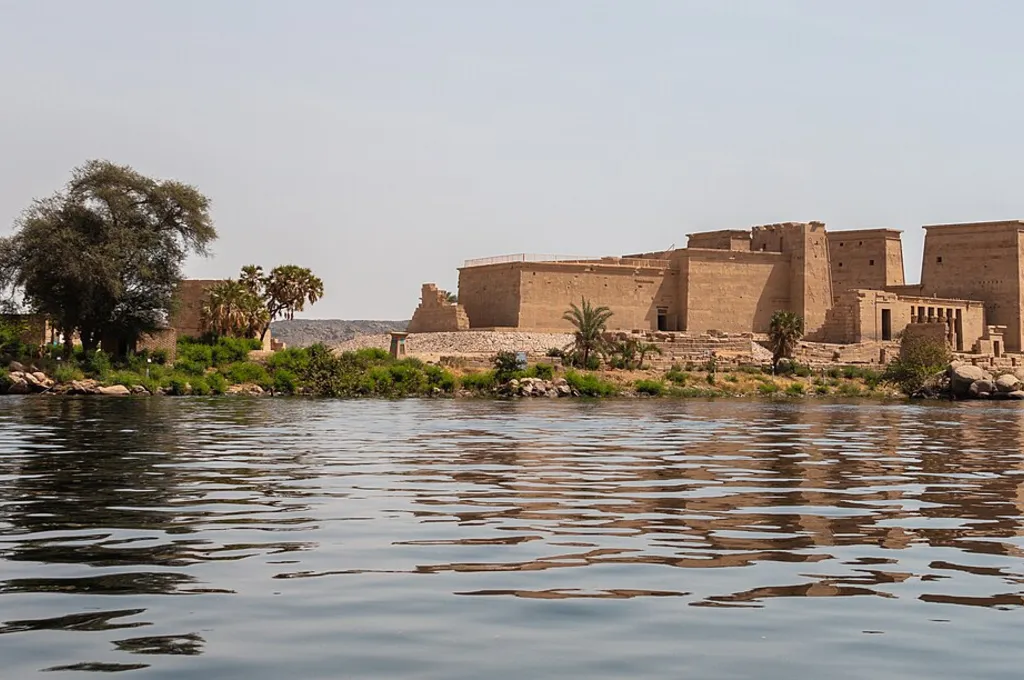 Philae Temple reflected in the Nile near Aswan