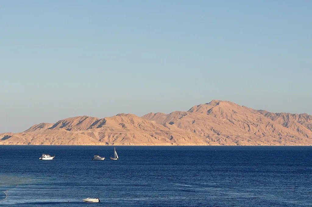 Tiran Island seen across the Red Sea from the New Year In Sharm El Sheikh coast