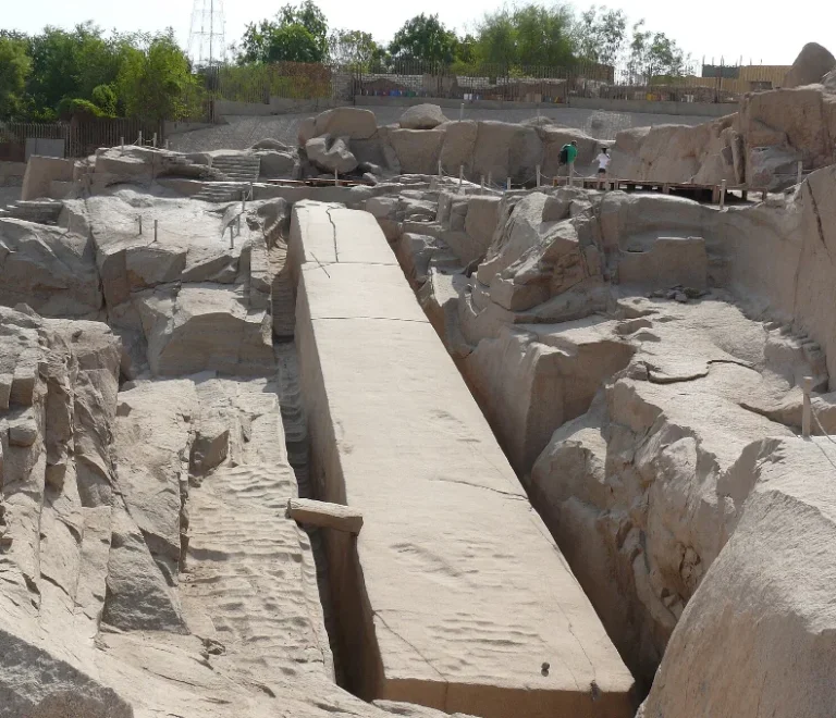 Unfinished Obelisk lying in its granite trench in Aswan